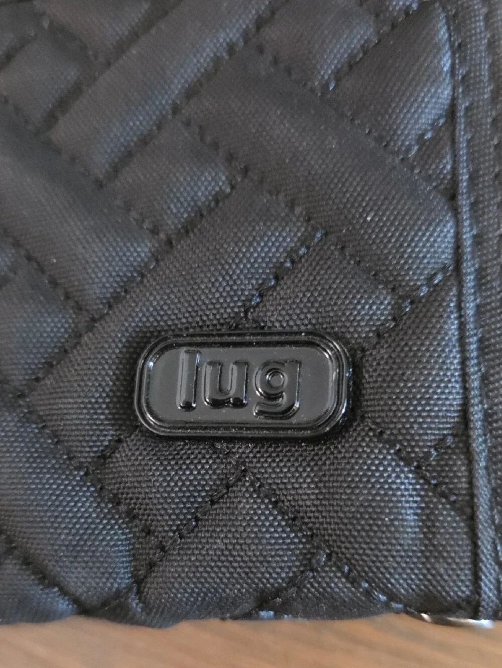 lug Black Mini Handspring RFID Quilted Zip Wallet with Logo Plaque